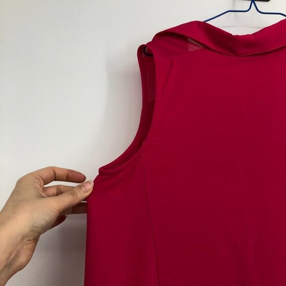 Jana Italy hot pink sleeveless layered high low collared blouse SP - Picture 13 of 15